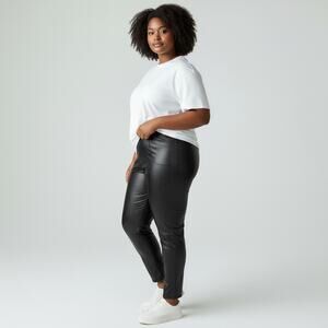 Marc New‎ York Faux Leather Pull-On Pants 3X Black